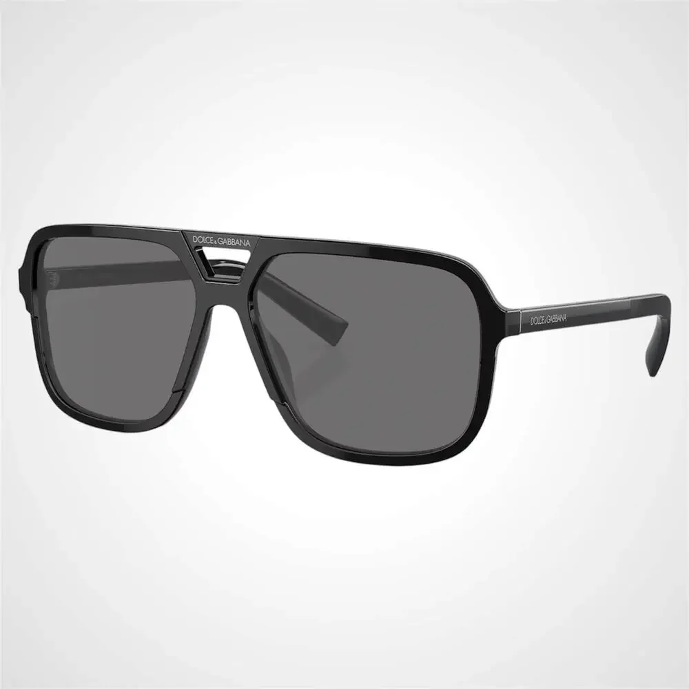 New Dolce & Gabbana Sunglasses Polarized Black Aviator Pilot Silver Metal